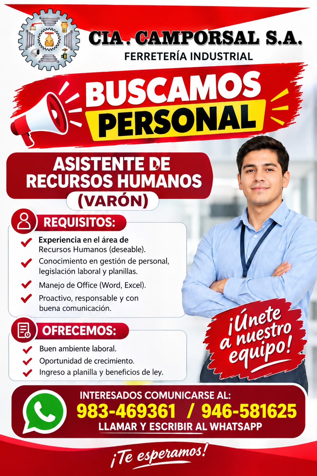 Buscamos Ayudante de Almacén - Cía. Camporsal S.A.